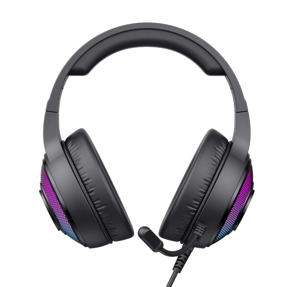 Audifono Gamer Havit RGB Conexion Dual Aux+USB Microfono Alta Precision Cable 2.1m Confort Total H2042d-BK