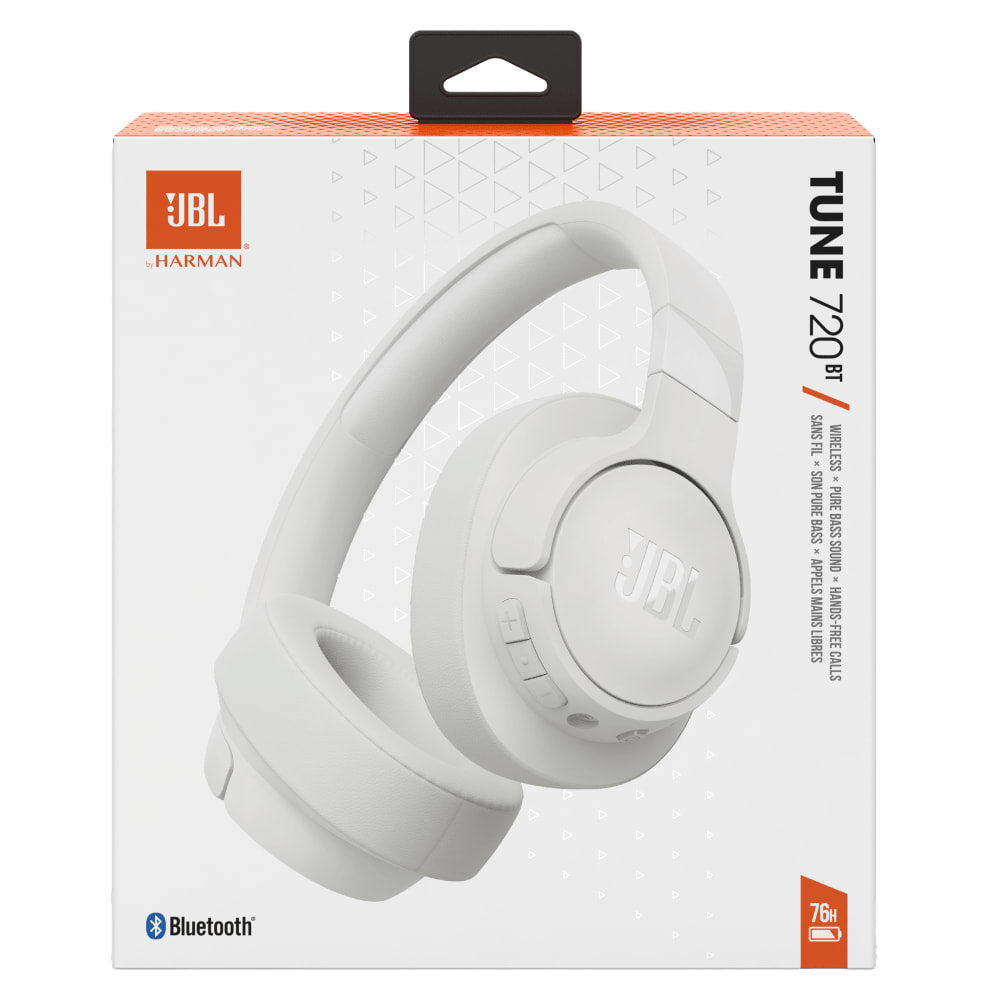 Audifonos JBL Tune 720BT Pure Bass Bateria hasta 76 horas Carga Rapida Control Intuitivo color Blanco JBLT720BTWHTAM