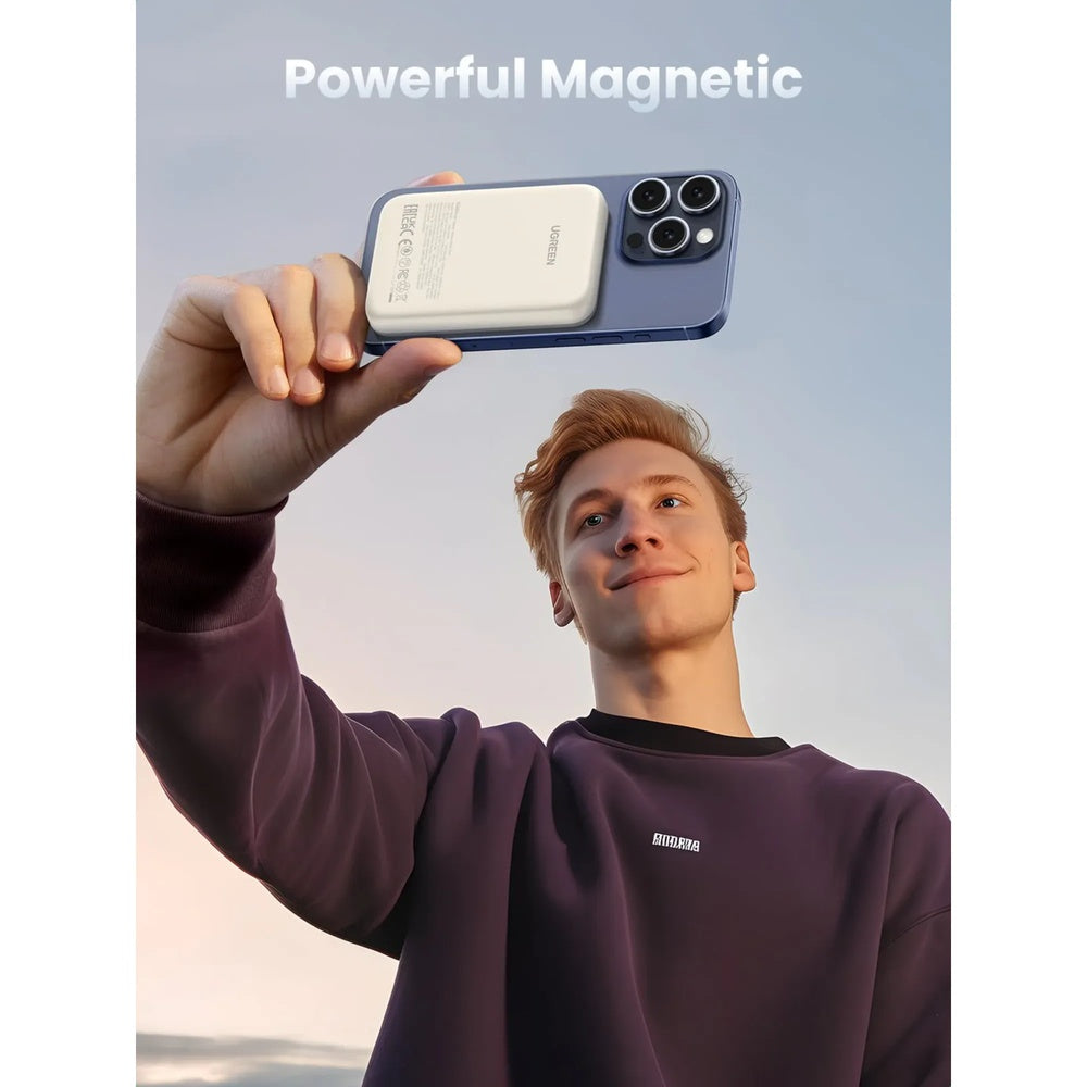 Cargador Portatil Havit Power Bank Magnetico de 10.000 mAh puerto USB-C Carga Dual Simultanea color Beige 25208