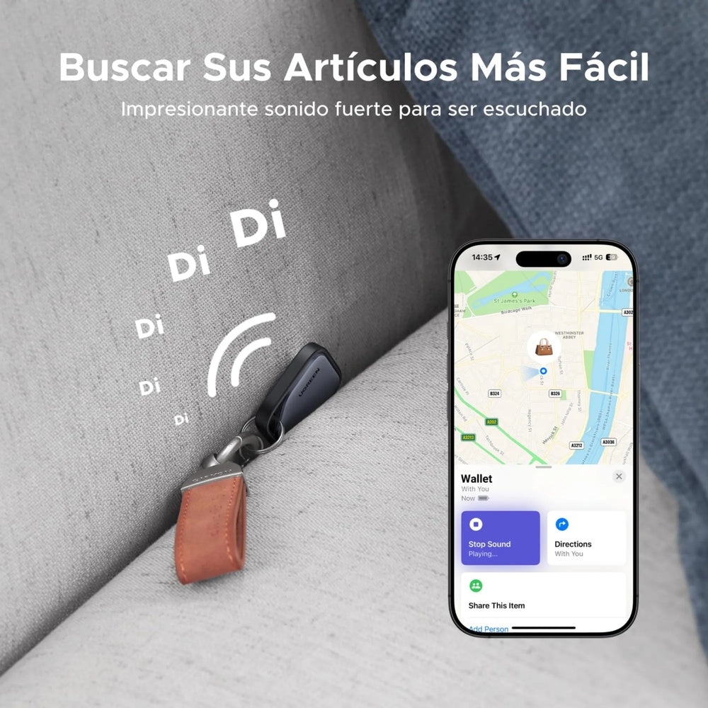 Buscador Localizador Ugreen Bluetooth Inteligente Finetrack iOS Apple Encontrar Bateria 24meses Resistente al Agua 45297