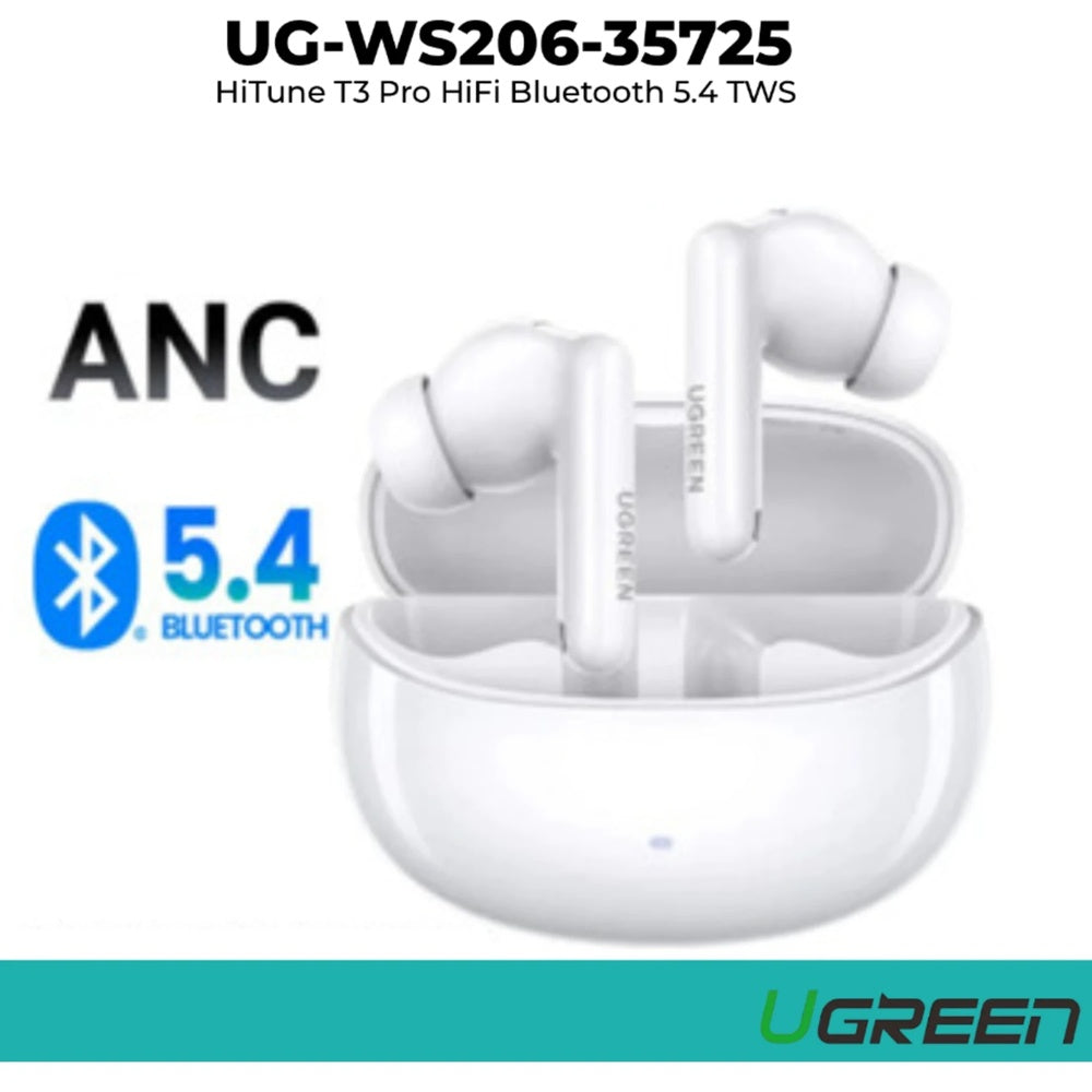 Auriculares Ugreen HiTune T3 PRO ANC BTv5.4 Llamadas Libres de Ruido por IA 4 Microfonos Driver 10mm IP5X 35725