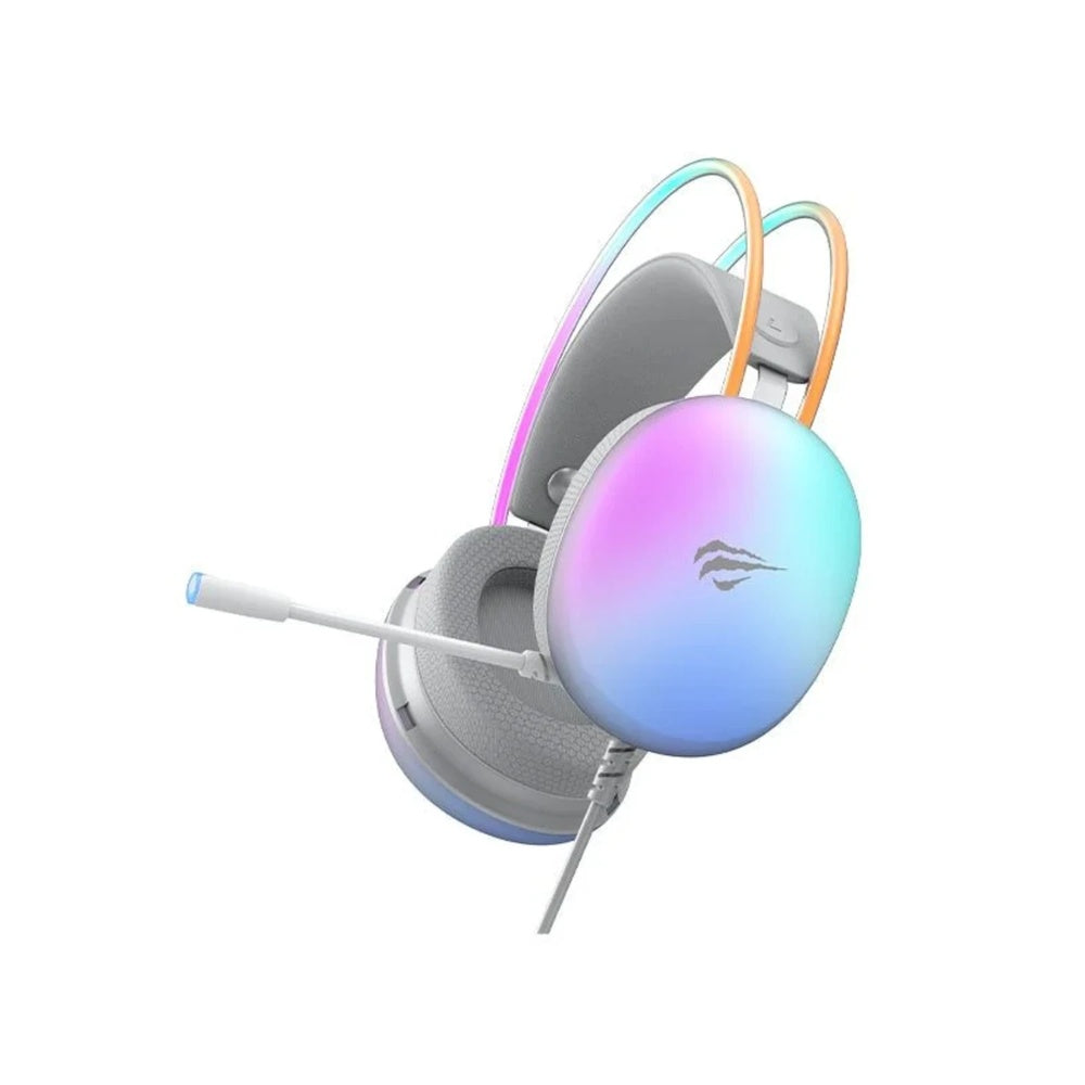 Audifono Gamer Havit RGB Conexion Doble Mini Jack+USB Microfono Omnidireccional Cable 2.1m Drivers 50mm H2037d-WH