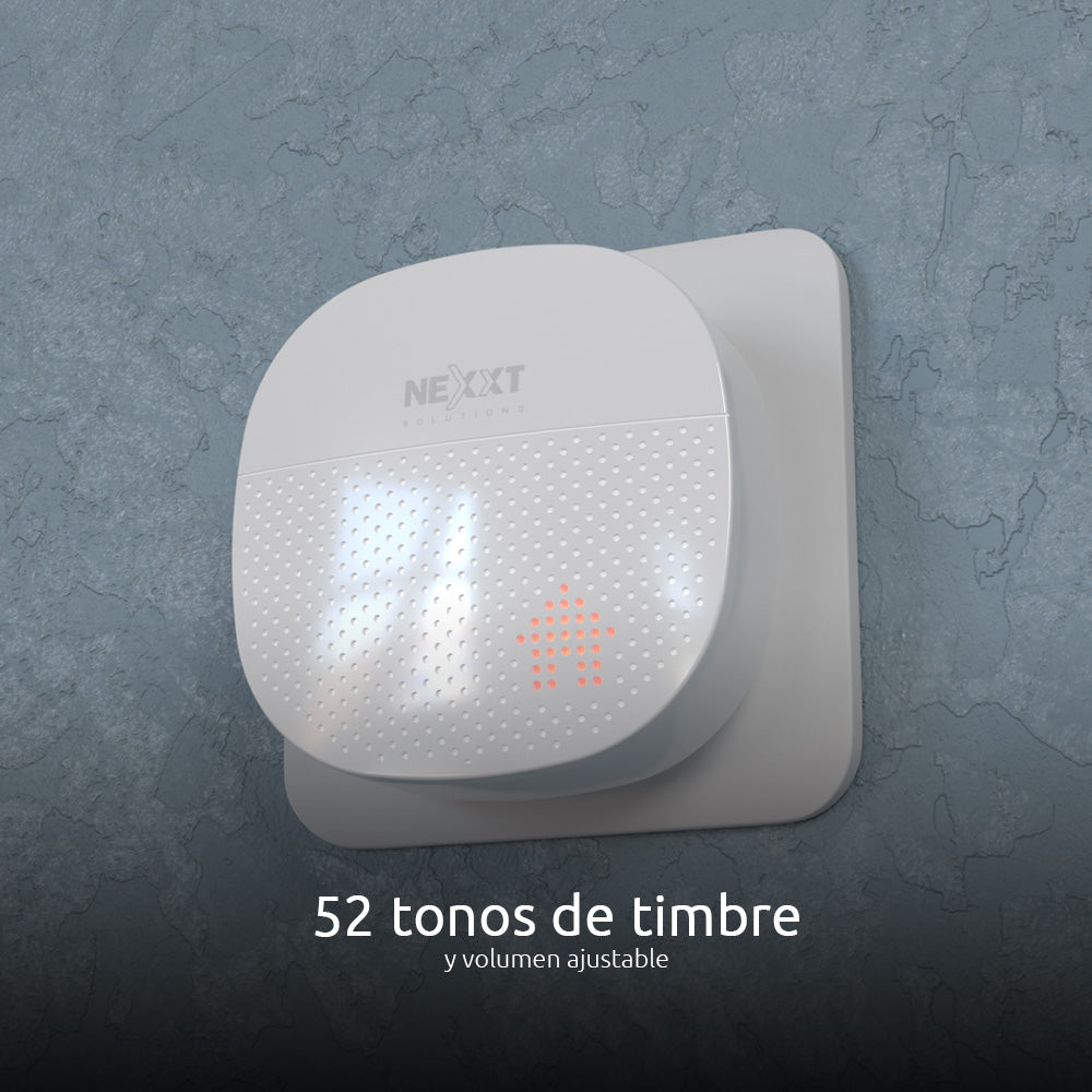 Timbre Nexxt Inteligente Camara Video Portero Full HD WiFi Alexa Google Audio Bidireccional Deteccion de Movimiento Vision Nocturna Proteccion IP65 NHC-D100