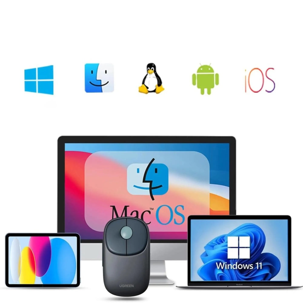 Mouse Ugreen Inalambrico Dual 2.4GHz y BT 4000DPI Ergonomico 5 Botones Bateria Interna hasta 3 meses aprox. 90538