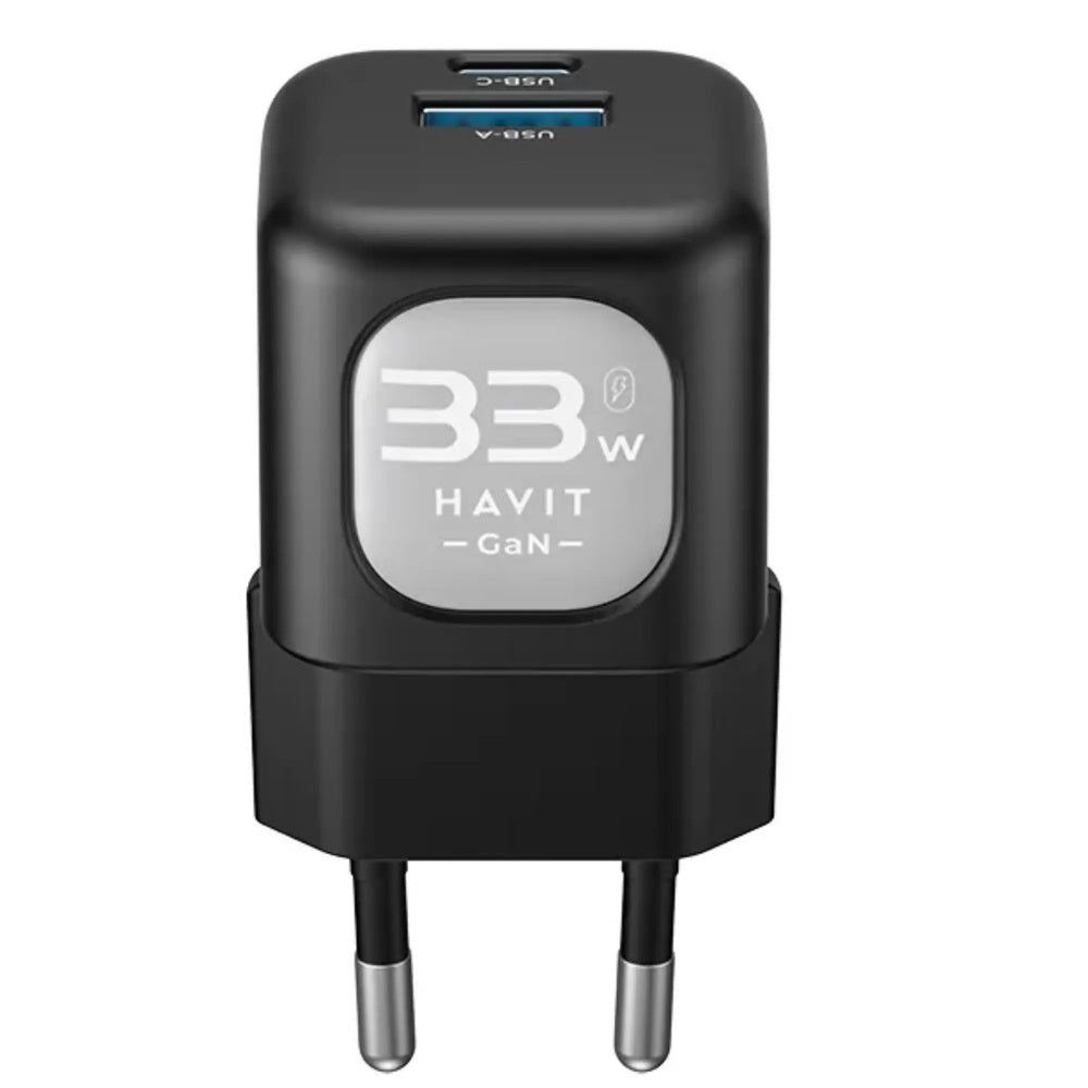 Cargador Havit 33W Doble Salida 1xUSB-A y 1xUSB-C color Negro UC230 EU-BKG
