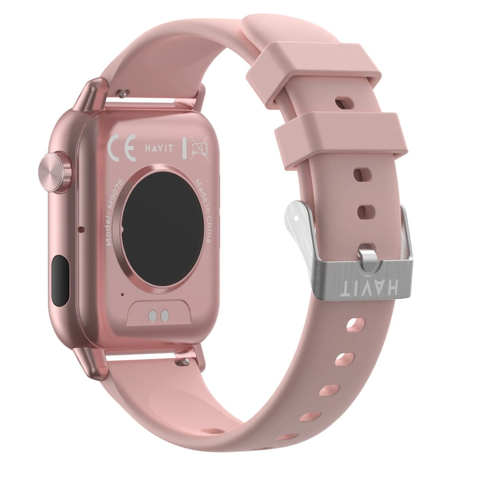 Reloj Smartwatch Havit Multifuncional Pantalla 1.85" TFT Llamadas Notificaciones Monitor de Salud IP68 Rosado M9078-RG