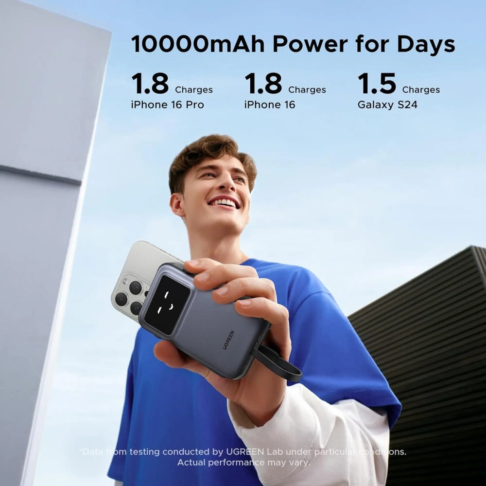 Power Bank Ugreen 10.000mAh 30W Robot Pantalla Digital 2xUSB-C 1xUSB-A Soporta SCP QC3.0 PD3.0 color Gris 35603B