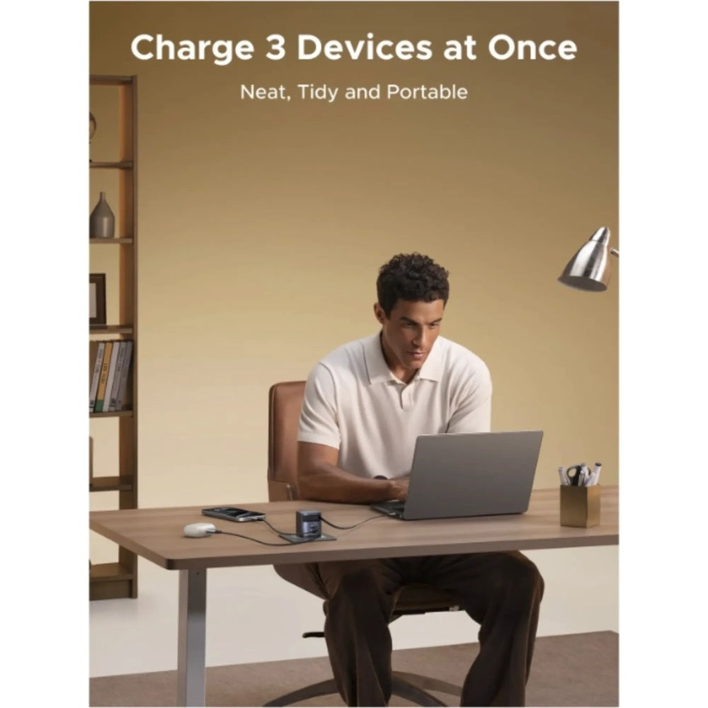 Cargador Ugreen 65W Nexode GaN Incluye Cable Retractil 70cm Puertos 1xUSB-C 1xUSB-A Proteccion Electrica 65824