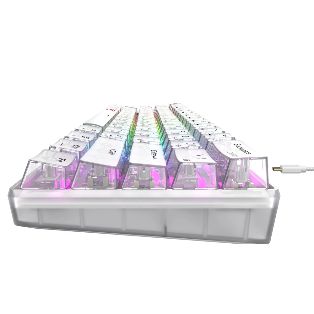 Teclado Havit Mecanico RGB Transparente Diseño Ultra Compacto 61 Teclas Mecanias Anti Ghosting Cable USB-C KB903L-TWH