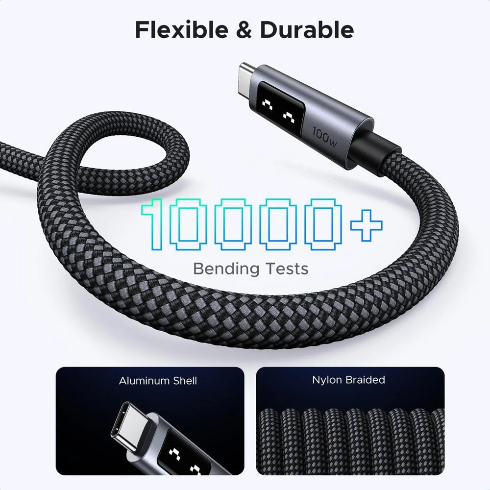 Cable de Carga Ugreen Robot USB-C a USB-C 100W Longitud 1m Pantalla LED con Expresion 35501