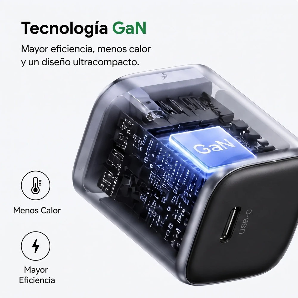 Mini Cargador Ugreen 25W GaN 1xUSB-C Salida Inteligente de 5a12 Vdc 75957