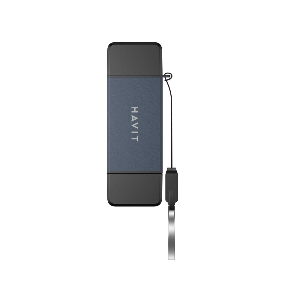 Hub Havit Multipuertos 6en1 1xTarjeta SDZC 1xTarjeta MicroSD 1xUSB-A 1xUSB-C Conexion Dual USB-A y USB-C 3.1 HB4040-BKG