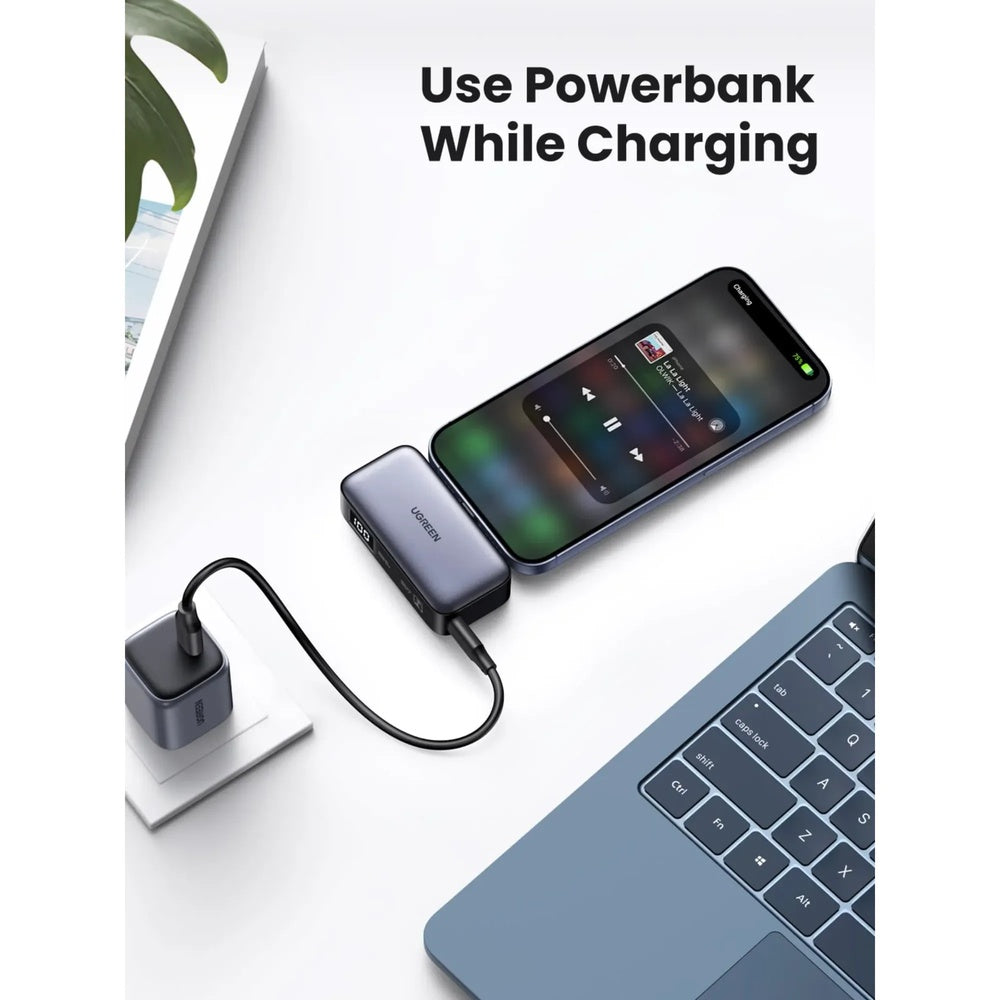 Mini Power Bank Ugreen 5000mAh 22.5W Conector USB-C Soporte Plegable Incorporado Incluye Cable USB-C a USB-C 35338