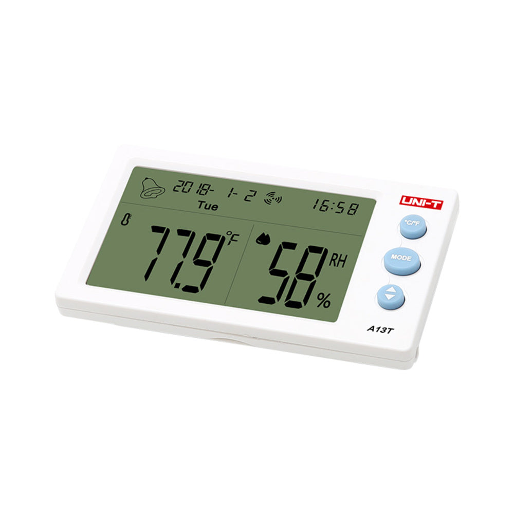 Medidor de Humedad y Temperatura Uni-T Incluye Reloj y Alarma 13T A13T