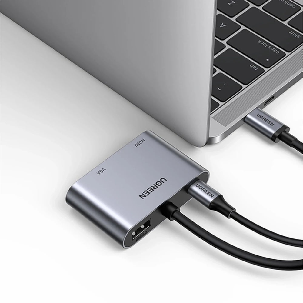 Adaptador Ugreen Multipuerto USB-C a VGA y HDMI Salida de Video Simultanea HDMI 4K 30Hz + VGA 1080P 60Hz 50505
