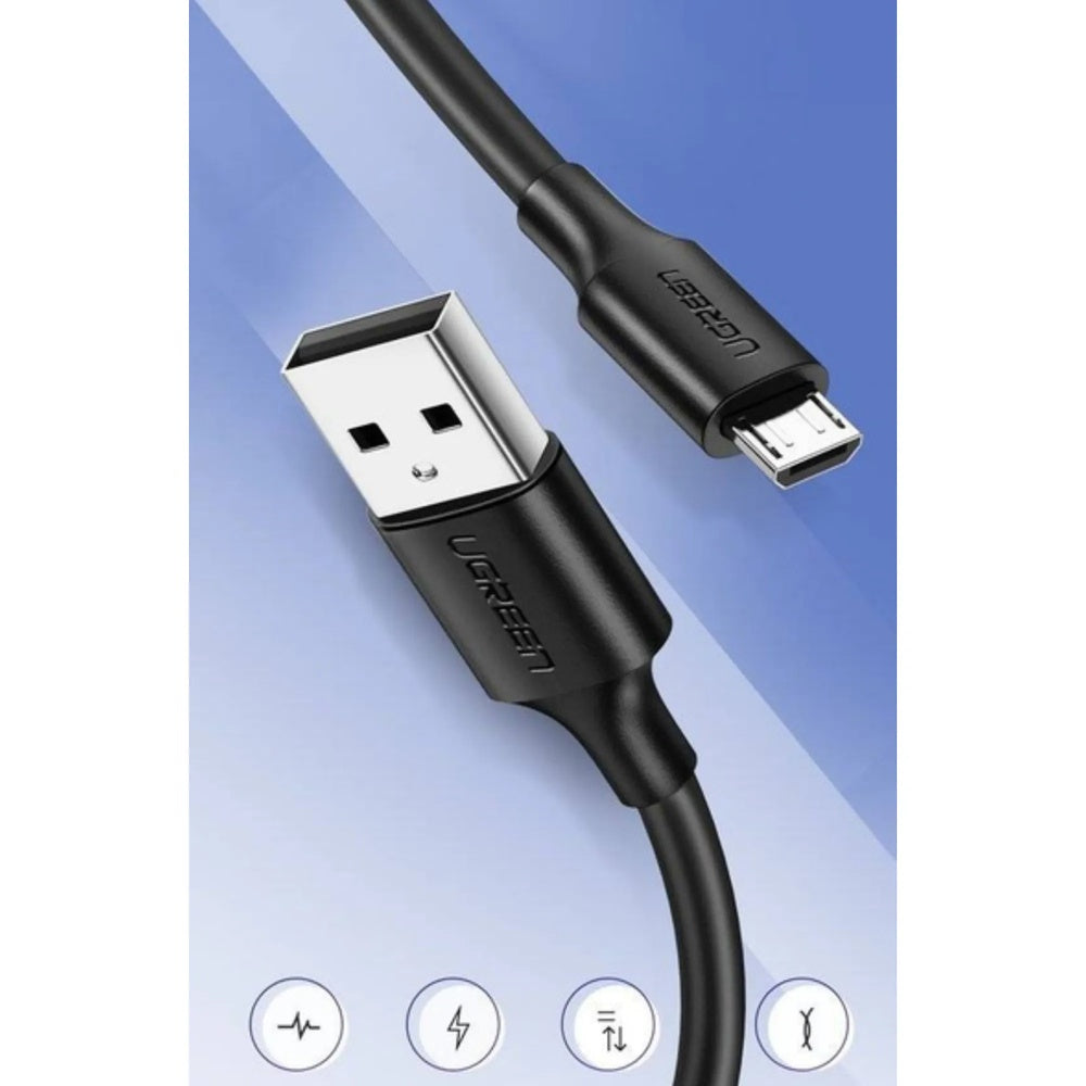 CABLE Ugreen USB-A a Micro USB Longitud 1m Carga Segura 2Amp Transferencia de Datos Diseño Antienredos 60136