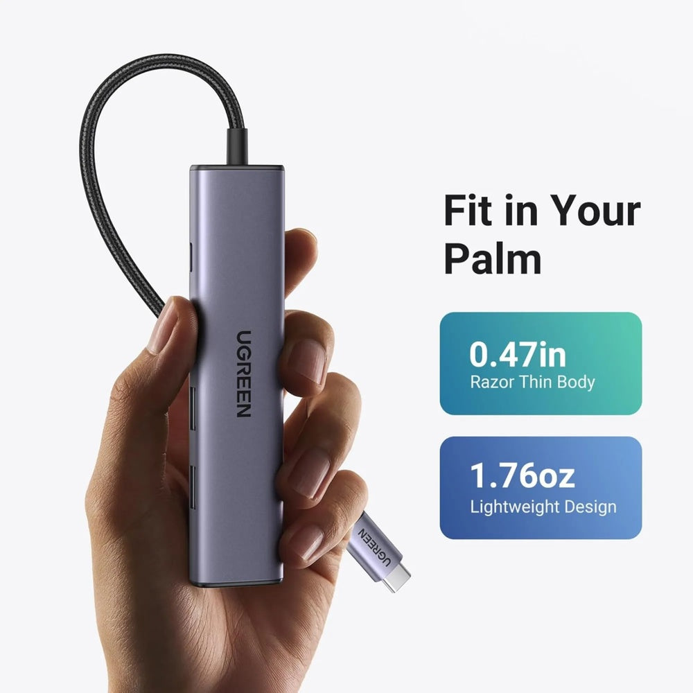 Adaptador Ugreen USB-C Multifuncional Revodok 5en1 HDMI 4K 30fps USB-C PD 100W USB-A 3.0 5Gbps 2xUSB-A 480Mbps 15495