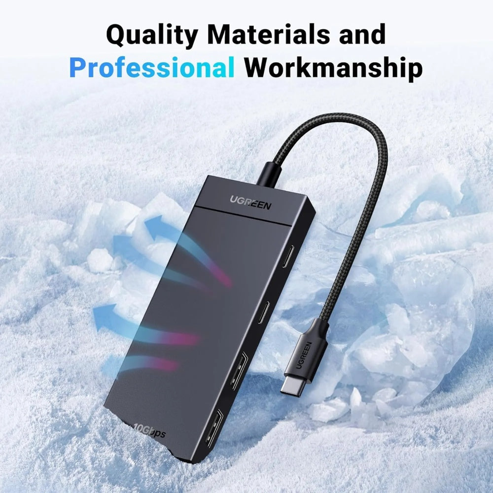 Hub Ugreen USB-C 4en1 2xUSB-C 3.2 + 2xUSB-A 3.2 10Gbps Ultrarapido Compatibilidad Universal 35583