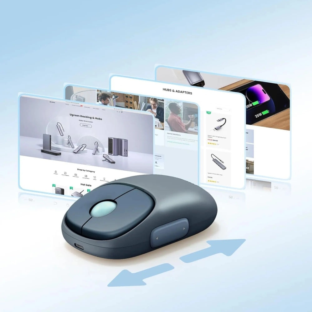 Mouse Ugreen Inalambrico Dual 2.4GHz y BT 4000DPI Ergonomico 5 Botones Bateria Interna hasta 3 meses aprox. 90538