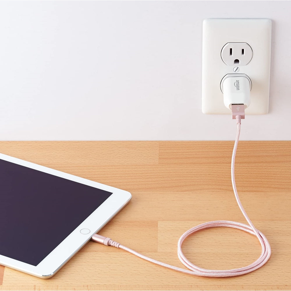Cable Amazon Basic para Iphone Ipad USB-A a Lightning Certificado MFi de 1.8m color Rosado L6LMF080-CS-R