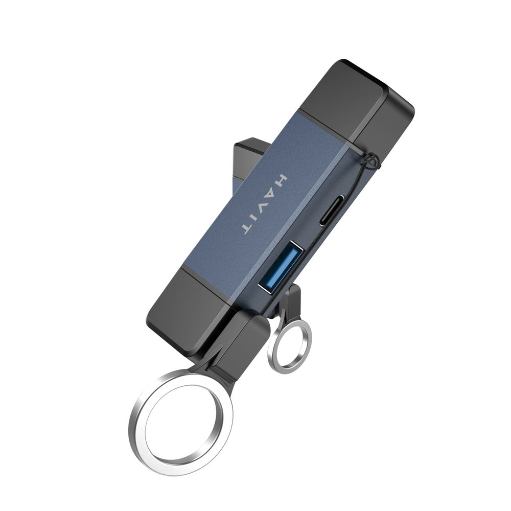 Hub Havit Multipuertos 6en1 1xTarjeta SDZC 1xTarjeta MicroSD 1xUSB-A 1xUSB-C Conexion Dual USB-A y USB-C 3.1 HB4040-BKG