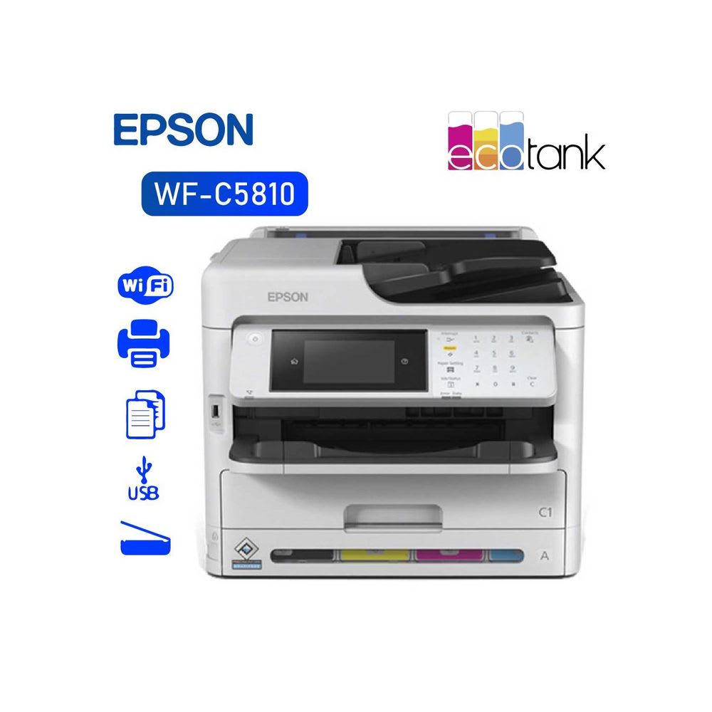 Impresora Epson Multifuncional WorkForce WF-C5810 Impresora Escaner Copiadora Fax Duplex Conectividad USB WiFi y Ethernet C11