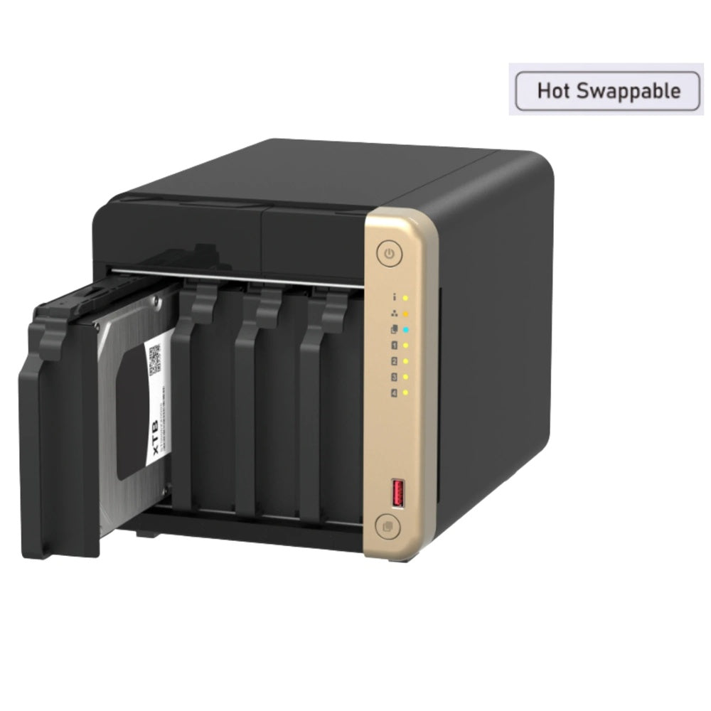 Servidor NAS QNAP de 4 Bahias Procesador Intel Celeron N5095 2.9GHz con 8GB RAM DDR4 Ampliable a 16GB, HOT SWAP, 2xEthernet 2.5GbE, 2xUSB-A 3.2, 1xHDMI 2.1 4K TS-464-8G-US