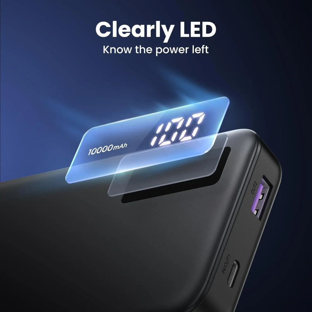 Power Bank Ugreen 10.000mAh 20W Carga Rapida Simultanea 1xUSB-A 212.5W 1xUSB-C 20W Pantalla LED 25742