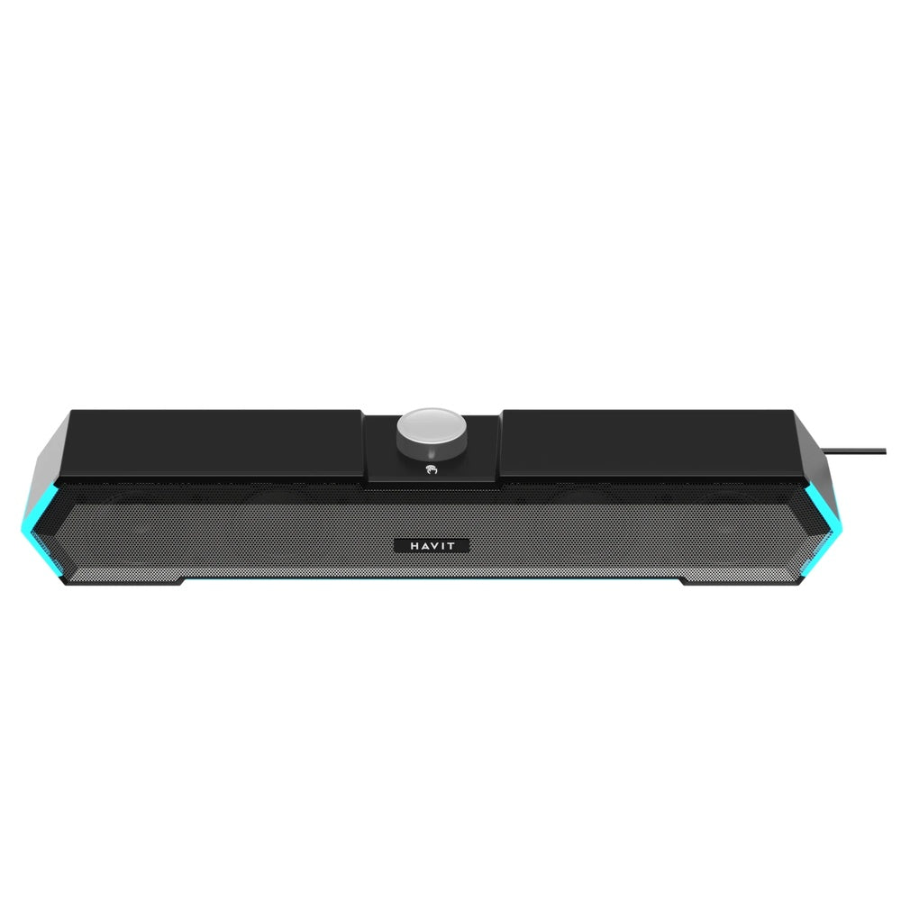 Barra de Sonido Gamer Havit RGB Drivers 52mm Conexion AUX 3.5mm Multiplataforma Potencia 3Wx2 Cable 1.2m M19
