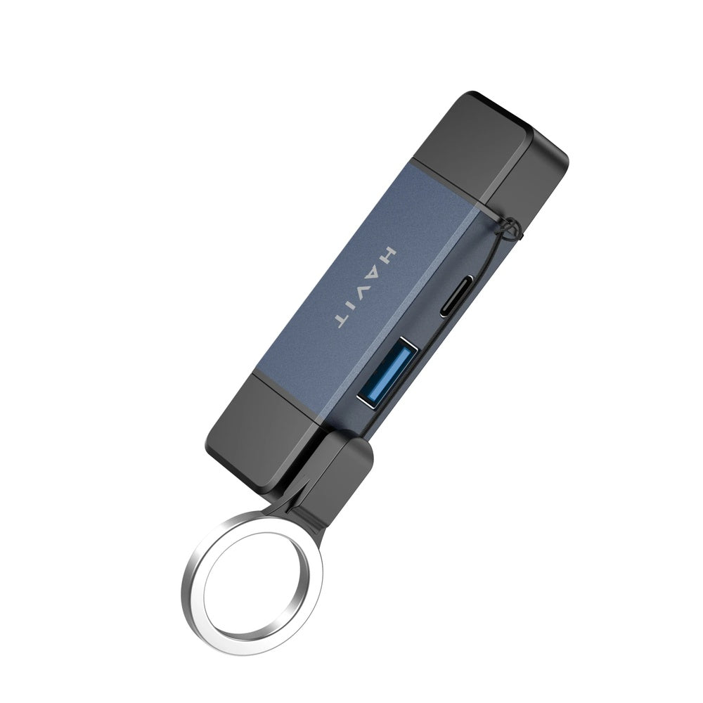 Hub Havit Multipuertos 6en1 1xTarjeta SDZC 1xTarjeta MicroSD 1xUSB-A 1xUSB-C Conexion Dual USB-A y USB-C 3.1 HB4040-BKG