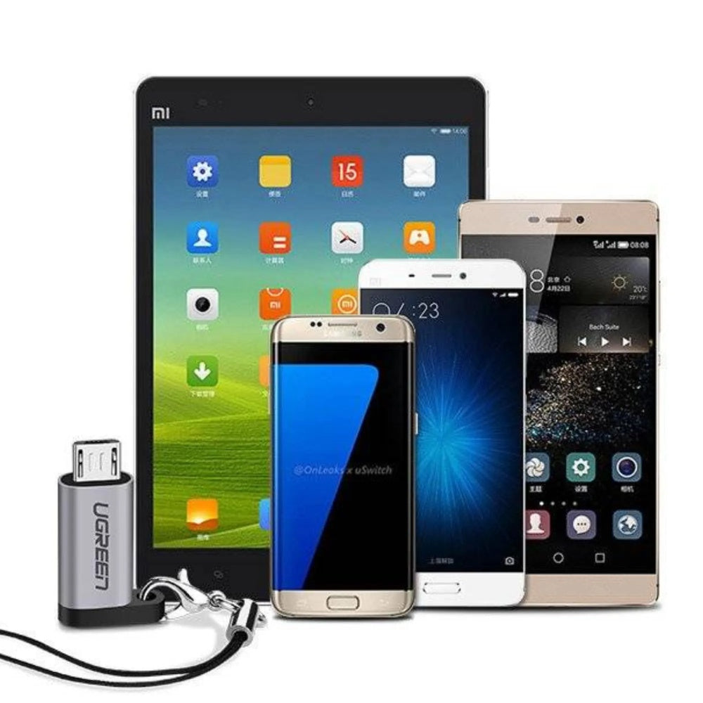 Adaptador Ugreen USB-C a Micro USB 2.0 Carga Rapida QC2.0 hasta 2.4Amp Transferencia 480Mbps Diseño Premium 50590