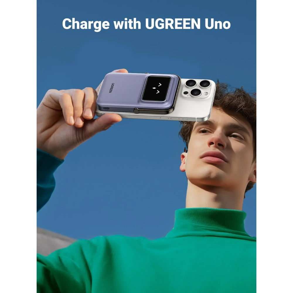 Mini Power Bank Ugreen 5.000mAh Inalambrico Magnetico 7.5W 1xPuerto USB-C 20W Pantalla TFT con Gestos 35605B