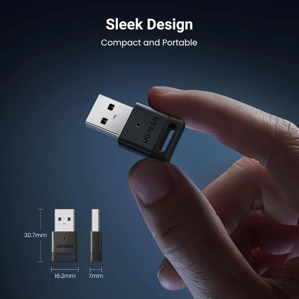 Adaptador Ugreen USB-A a Bluetooth v5.3 BR+EDR BLE Soporta 5 Dispositivos en Simultaneo 35995