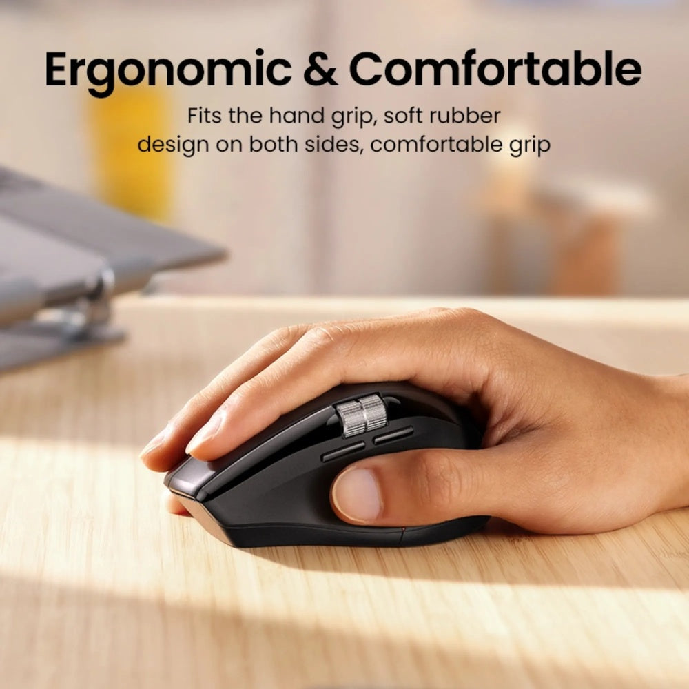 Mouse Ugreen Ergonomico Multimodo hasta 5000DPI Conexion 2.4GHz y BT Conecta hasta 3 Equipos Doble Sistema Scroll 45792