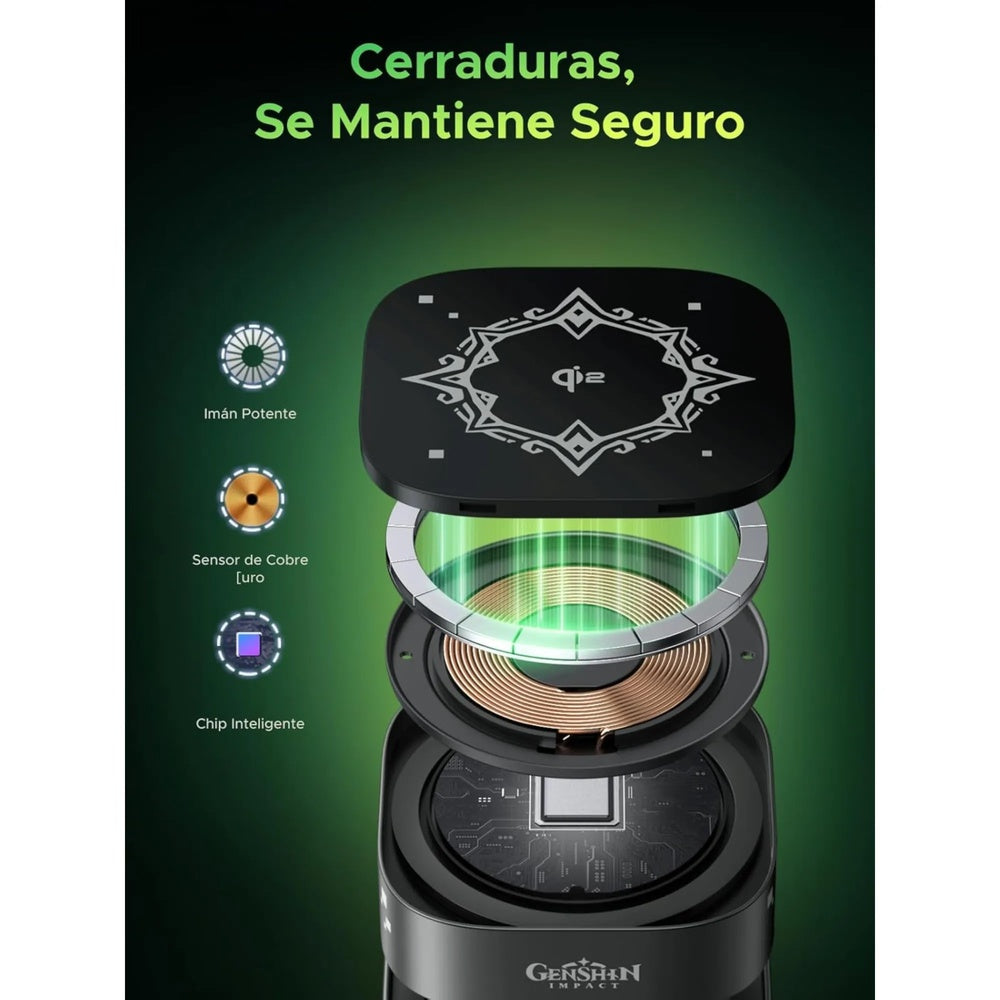 Cargador Ugreen 2en1 Genshin Impact 15W Plegable Portatil Elegante Proteccion Inteligente para Bateria 35316GI