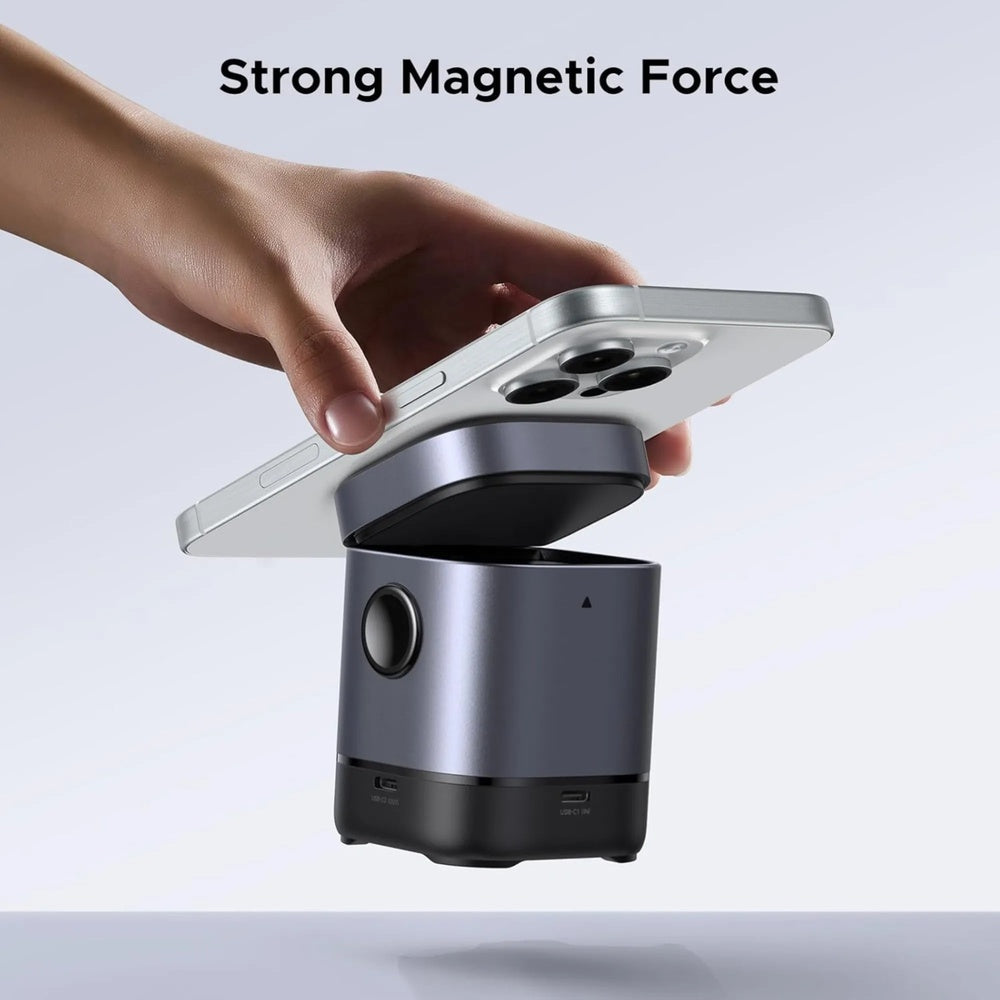 Cargador Ugreen Robot Qi2 2en1 15W Pantalla Frontal con Expresiones de Carga Sujecion Magnetica Ajuste de Angulo 45775