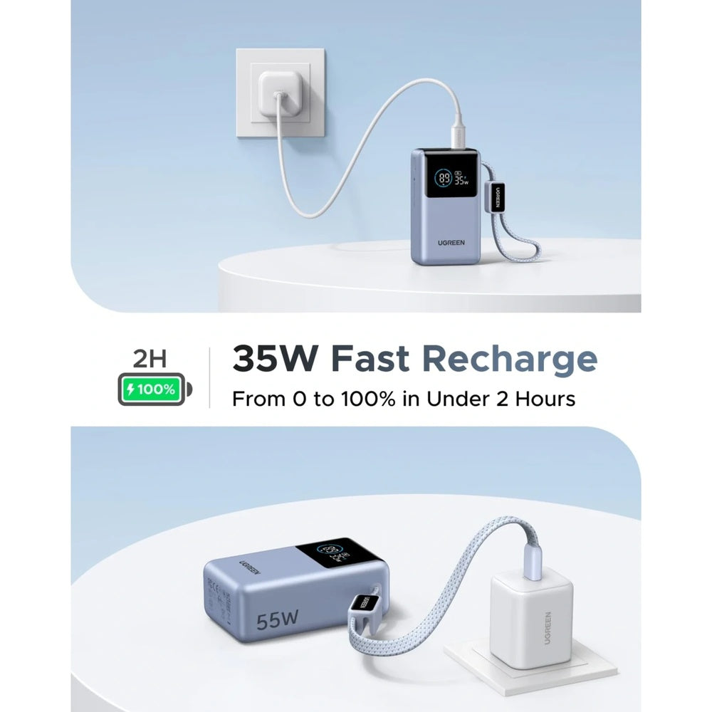 Power Bank Ugreen Nexode Pro 10.000mAh 55W 1xCable USB-C Puerto 1xUSB-A 1xUSB-C Pantalla Digital 75701B