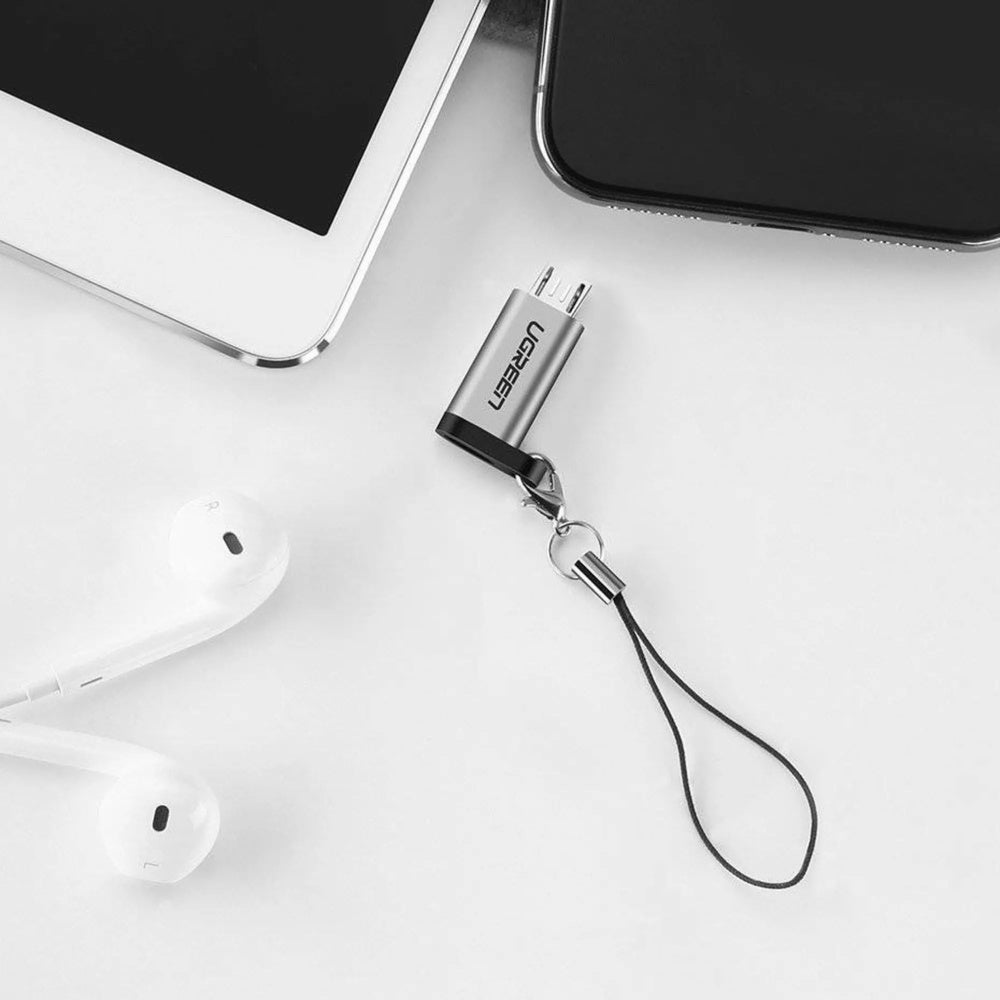 Adaptador Ugreen USB-C a Micro USB 2.0 Carga Rapida QC2.0 hasta 2.4Amp Transferencia 480Mbps Diseño Premium 50590