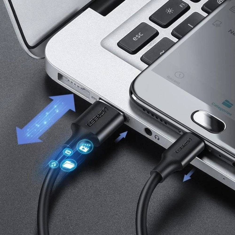 CABLE Ugreen USB-A a Micro USB Longitud 1m Carga Segura 2Amp Transferencia de Datos Diseño Antienredos 60136