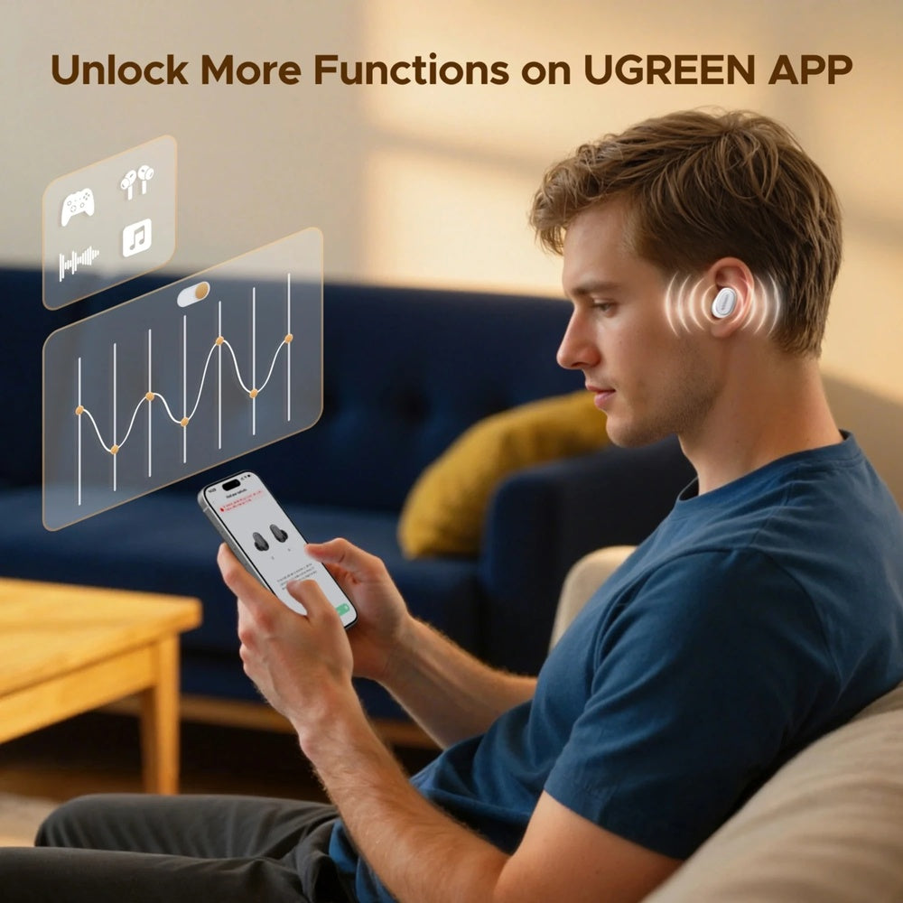 Audifonos Ugreen Inalambricos Driver 10mm Sonido Potente y Audio Espacial Llamada HD ENC BTv6.0 Bateria 7hr IP5X 75627