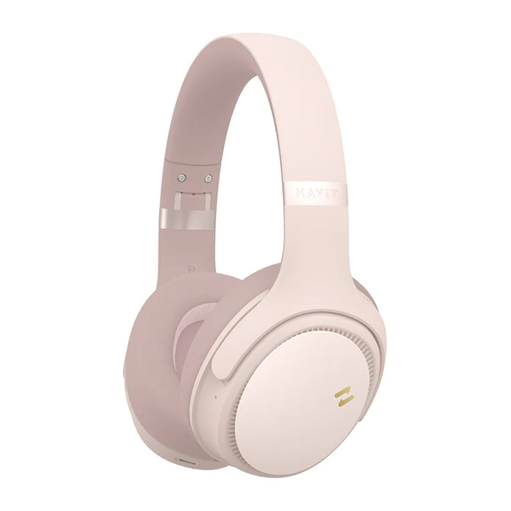 Audifonos Havit Inalambricos Bateria hasta 50 Horas Bluetooth 5.3 Cancelacion de Ruido Activa Diseño Plegable color Rosado H630BT PRO-P