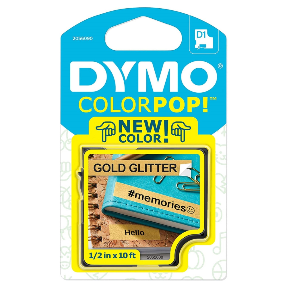 Cinta Dymo D1 Labelmanager Color Pop Negro fondo Dorado 12mm x 3m 2056090