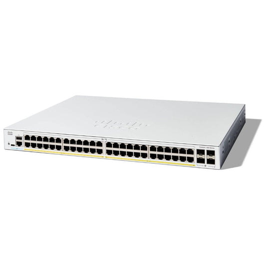 Switch Cisco Catalyst 1300 48 Puertos GE PoE 4x1G SFP PoE+ hasta 370 Watts Rackeable C1300-48P-4G
