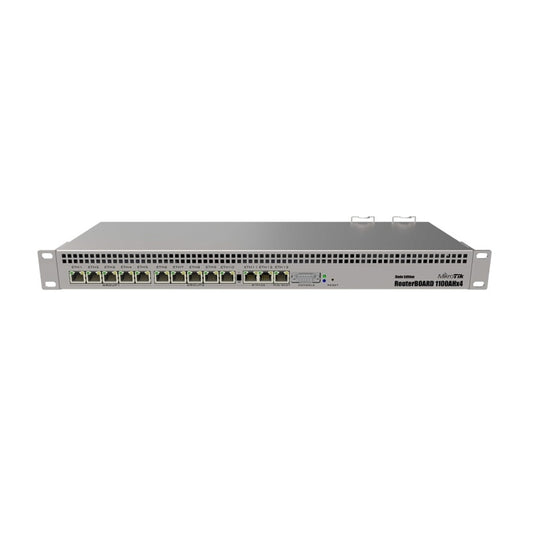 Router Board Mikrotik Dude Edition 13 Puertos Gigabit Soporta PoE 802.3AT/AF +2 Sata + 2 Slot M.2 CPU Cortex A15 1.4GHz RAM 1GB Fuente Redundante Licencia Nivel 6 Rackeable RB1100Dx4