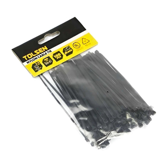 Bolsa de 100 Precintos de Seguridad Tolsen de 2.5mm x 10cm color Negro 50115
