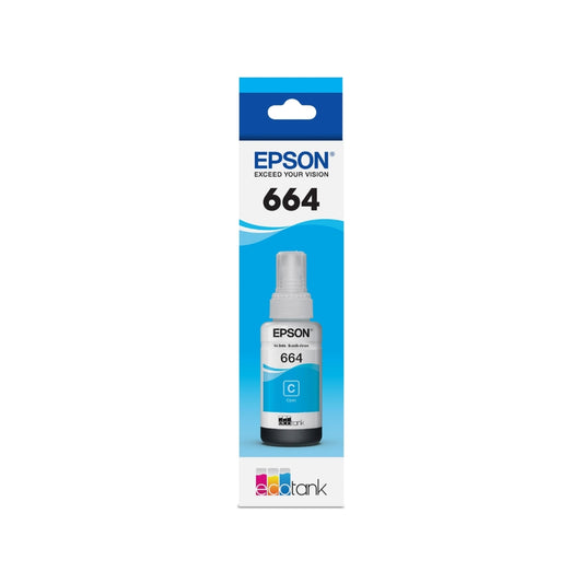 Botella de Tinta Epson T664 color Cian de 70ml T664220-AL