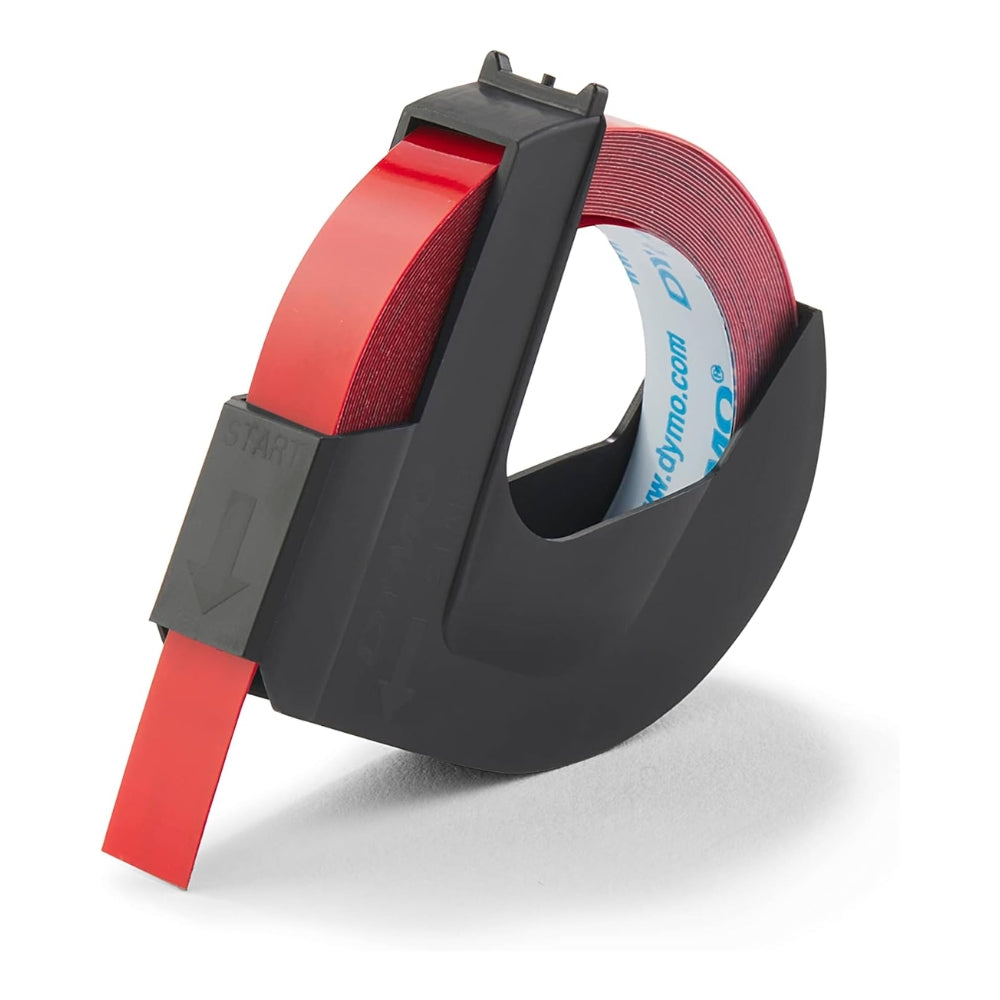 Cinta Dymo Xpress Plastico texto Blanco fondo Rojo 9mm x 3m 520102