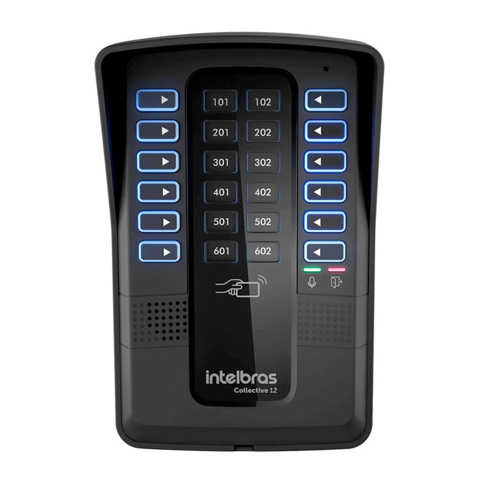 Central de Porteria Intelbras Collective 12 con Portero Electronico para Exterior hasta 12 Departamentos Llamada Sigilosa Entre Departamentos Acceso via RFID 4500032