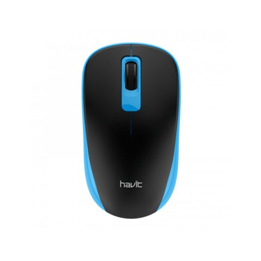 Mouse Havit Inalambrico Resolucion hasta 1200 DPI de 3 Botones Alcance 8 Metros color Negro y Azul MS626GT-B-BLUE