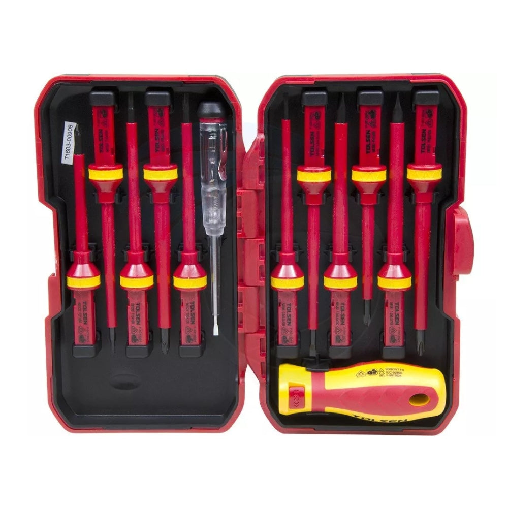 Set de 13 Destornilladores Tolsen Electrico Aislante hasta 1000V 38016